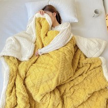 메이크포 XL사이즈 극세사 양털 캠핑 소파 무릎 담요, 옐로우, 1개