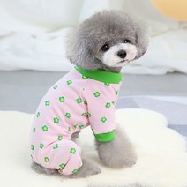 반려동물 미니미 봄꽃 플라워 패턴 올인원, 핑크그린