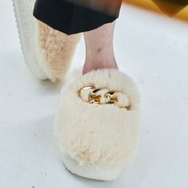 데이프릴 여성용 키더 체인 통굽 퍼 슬리퍼