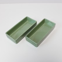 달소금 핸드메이드 도자기 과일 직사각볼, 그린, 2개