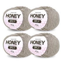 니뜨 허니 3ply 뜨개실 45g x 4p + 무료 도안 세트, 18 멜란커피베이지