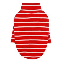 퍼피엔젤 하이넥 긴소매 줄무늬 강아지 티셔츠, 337 RED