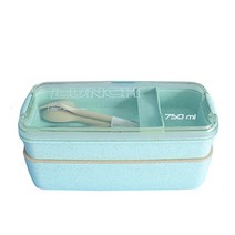 쌍떼 전자레인지용 피크닉 2단 런치박스 도시락, 1개, 그린