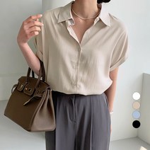 보에리에 여성용 소매 롤업 반팔 셔츠 블라우스