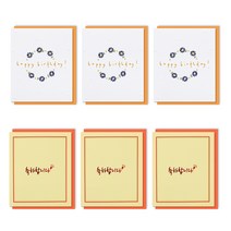 더솜씨 생일 축하 미니카드 2종 x 3세트, 화이트, 옐로우, 1세트