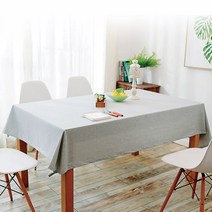 케이홈 린넨 방수 식탁보, 밝은 회색, 4인용(130 x 170cm)