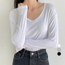 데이템 여성용 기본 레이온 긴팔 티셔츠