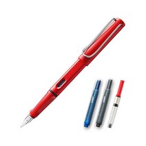 LAMY 사파리 만년필 컨버터 세트, F, 만년필(레드), 케이스(랜덤발송)