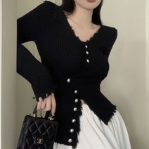 피어니스트 여성용 진주단추 슬림 가디건