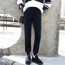 유니제이 여성용 탕가 벨벳 기모 밴딩 조거팬츠