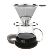 카페리아 스텐 유리 핸드드립 세트 600ml CDG2, 혼합색상, 1세트