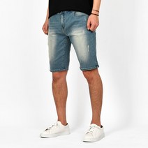 남성용 5부 레이드 블루 청 반바지