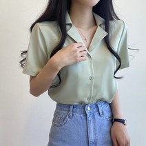 데일리 다미 카라 베이직 반팔 블라우스