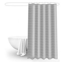 모던 방수 패브릭 샤워커튼 그레이 체크 180 x 180 cm, 1개