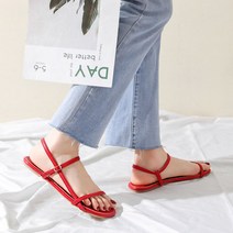 라블 여성용 사선 스트랩 플랫 샌들