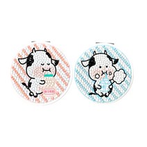 케이엠엘리 말랑이 3D 말랑이 양면거울 원형 보석십자수 만들기 세트 8.5 x 8.5 cm, 우유말랑, 1세트