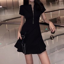 여성용 DM 지퍼 차이나카라 미니 원피스