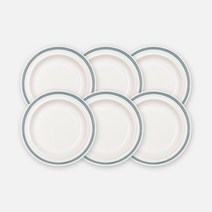 쓰임 레트로 라인 원형접시 6p, 빈티지블루
