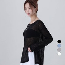 어썸어라운드 여성용 레이어드 절개 트임 린넨 긴팔 티셔츠