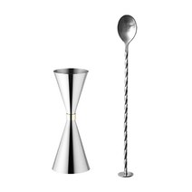 칼딘 더블 사이드 칵테일 골드링 지거 30 / 45ml + 바 스푼 세트, 실버, 1세트