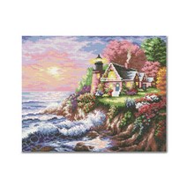 아디코 보석십자수 DIY 키트 50 x 40 cm, 파도치는 등대마을 BH39, 1세트