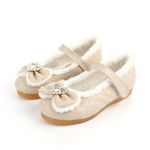 래빗풋 여아용 통통리본 LED 퍼 구두