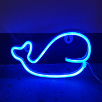 새로그린 고래 USB 건전지 LED 네온사인, 블루
