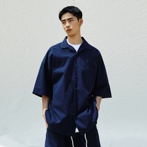 씨오큐 남성용 워시드 스트링 숏슬리브 셔츠