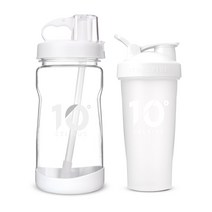 10도씨 블렌딩 쉐이커 보틀 600ml + 빨대 물통 1L 세트, 화이트(물통)