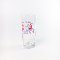 식빵뚱냥 알로하 플라워 유리컵 430ml, 레드 + 블루, 1개