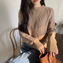 슈가펀 여성용 슈레드 꽈배기 오버핏 니트