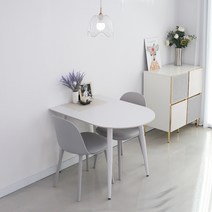 참갤러리 반타원 1000 세라믹 식탁 세트 2인용 방문설치, 식탁(화이트), 의자(그레이)
