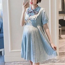 걸리쉬 숏 슬리브 임산부 주름 원피스 day315