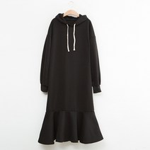 여성용 플레어 기모 후드 롱원피스 35634