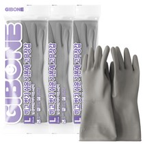 기본에 끼고 벗기 쉬운 고무장갑 양손세트, 라이트그레이, 대(L), 3세트