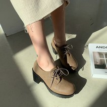 벨레페 여성용 디센느 귀여운 라운드 앞코 청키힐
