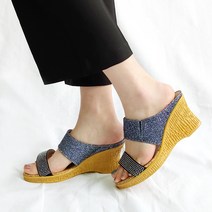 여성용 풀스톤 웨지 슬리퍼