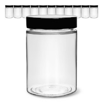 미르코리아 유리병 + 일자형 딥캡 블랙 세트, 12세트, 500ml