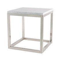 뷰티풀스페이스 대리석 티테이블 TT-01 400 x 400 x 500 mm, 비앙코카라라(대리석), 실버 밀러(프레임)