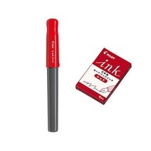 파이롯트 카쿠노 만년필 + 카트리지 5p 세트, F, R(만년필), 레드(카트리지)
