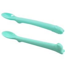 모니 유아용 고양이 캐릭터 실리콘 이유식 스푼 1단계 + 2단계, 민트, 1세트