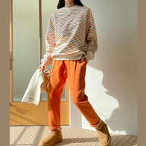 핑크시슬리 여성용 캔디 단가라 일자 면 트레이닝 세트