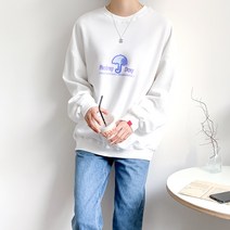 다꾸앙 여성용 오버핏 레이니데이 기모 맨투맨 D10DKA_YM3258