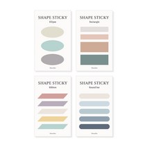 모노라이크 쉐입스티키 스쿨링 점착메모지 4종, 혼합색상, 1세트