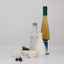 달소금 도자기 골뱅이 주병세트 아이보리, 1세트, 도쿠리 + 술잔 3p