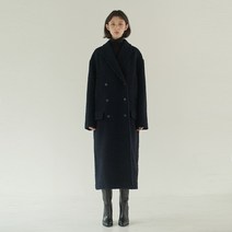 그레이스케일 여성용 부클레 더블 브레스티드 코트