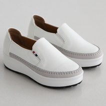 단골언니 여성용 스티치 키높이 가벼운 통굽 가죽 슬립온 월레스