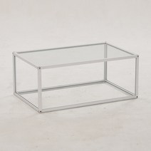 에델린 A 투명 유리 큐브 테이블 800, 화이트