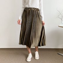 헤이진 벨벳 주름 롱스커트