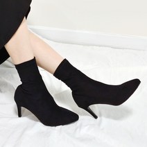 여성용 스웨이드 스판 앵클부츠 7.5cm